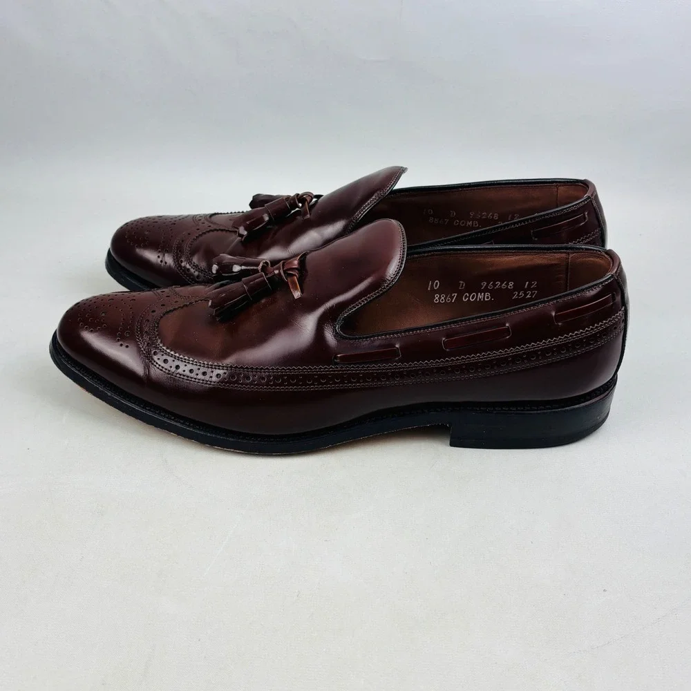 Allen Edmonds Berwick Loafer Mens 10 D Brown Leather Wingtip Slip On Shoes Box